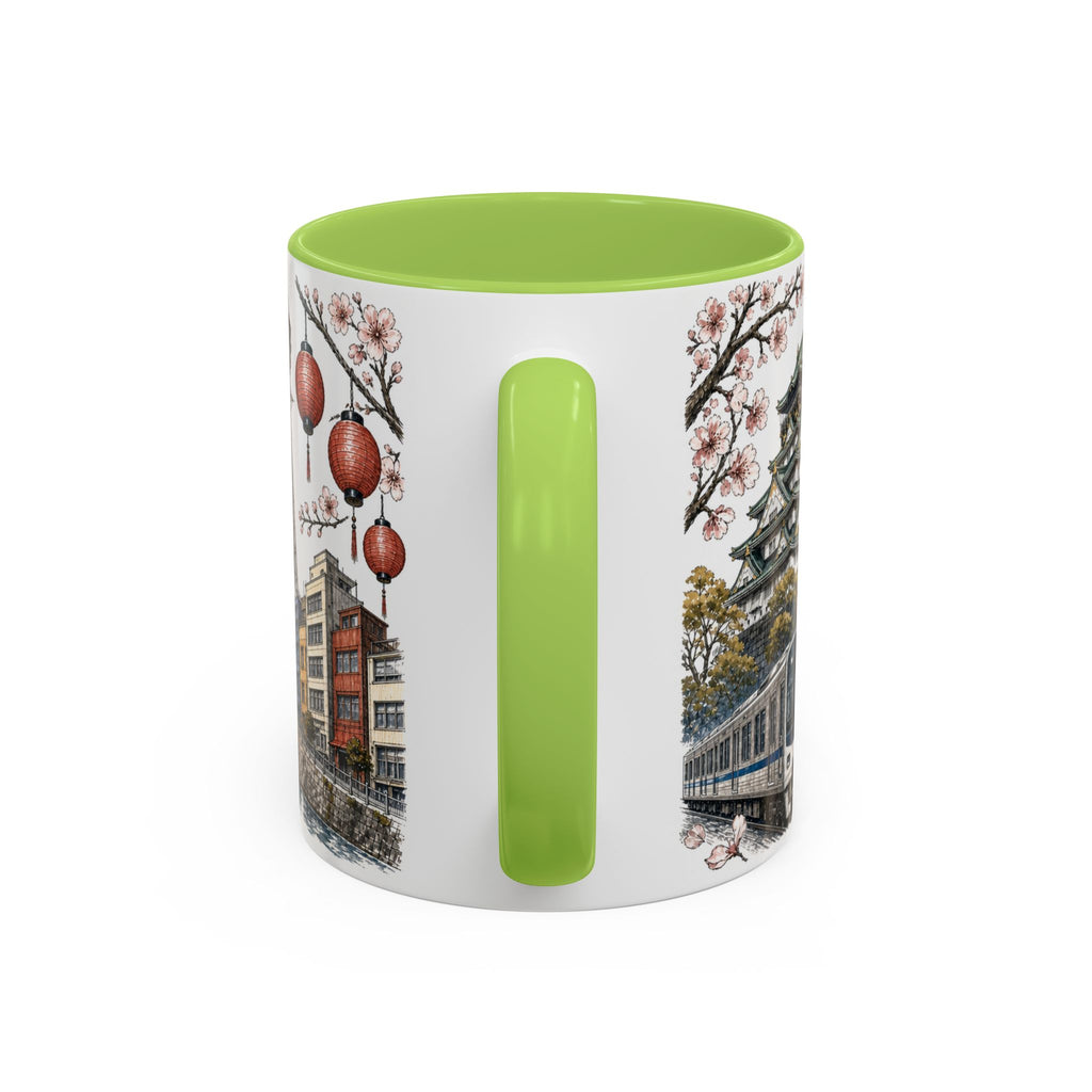 Osaka Coffee Mug | Japan Travel Souvenir | Vintage Illustrated City Gift | 11 oz 15 oz Accent Mug