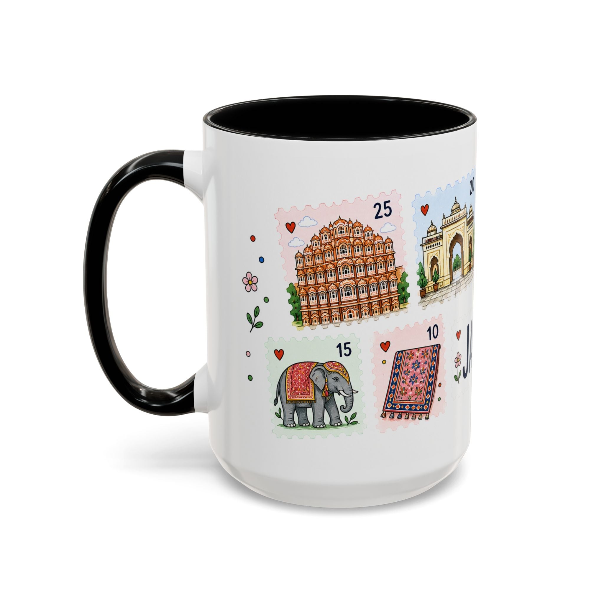 Jaipur Coffee Mug | Postage Stamp Collage Mug | Travel Souvenir Accent Cup 11oz 15oz