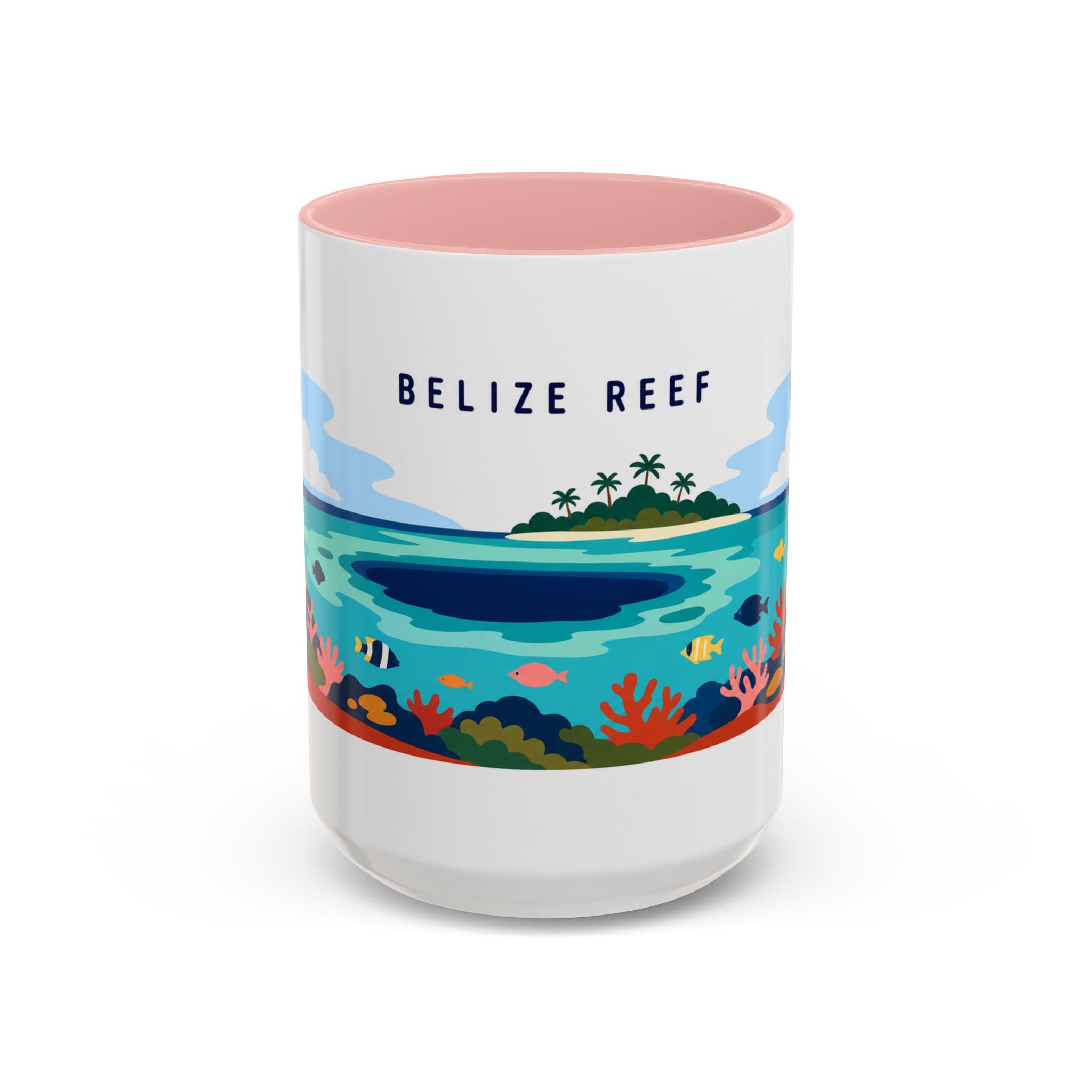 Belize Reef Coffee Mug | Travel Destination Souvenir Gift | Accent Color Ceramic 11oz 15oz