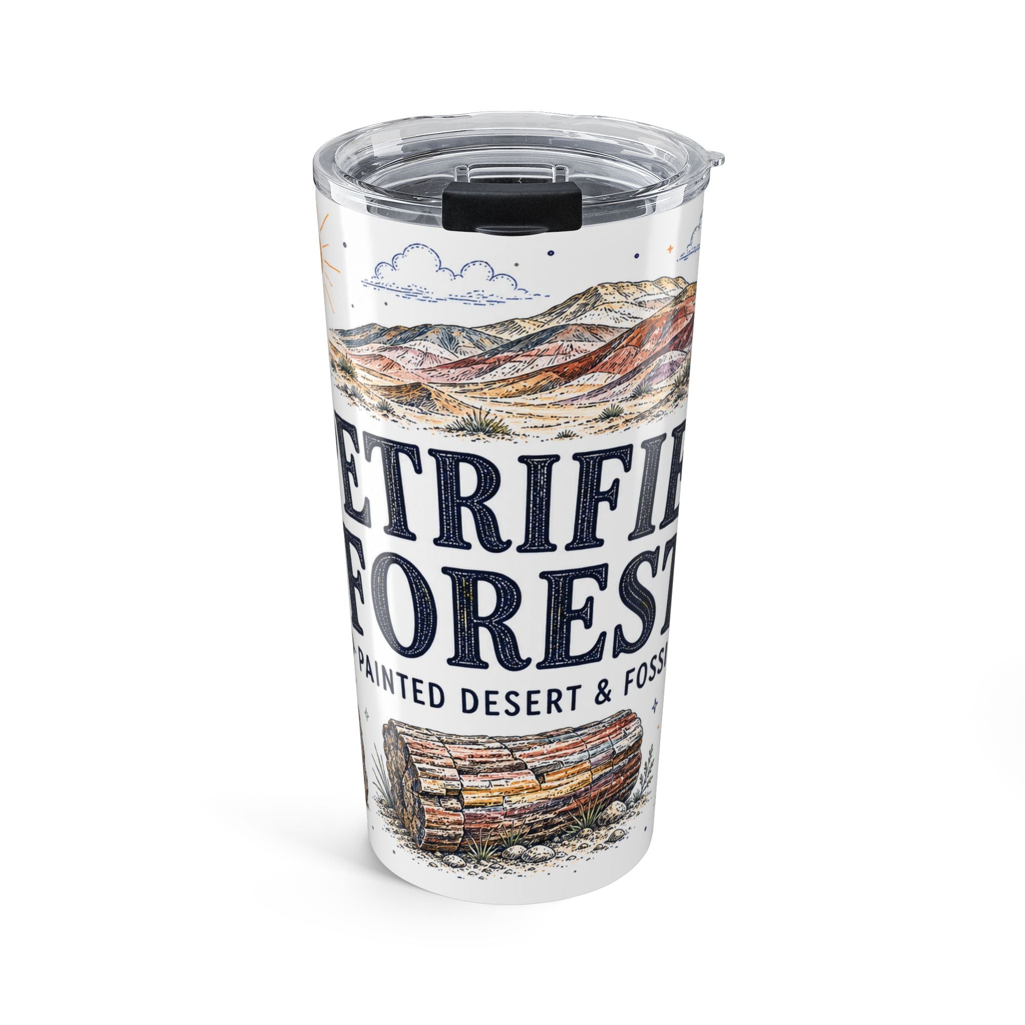 Petrified Forest National Park 20oz Tumbler | Arizona Painted Desert Fossil Gift | Insulated Stainless Steel Travel Cup