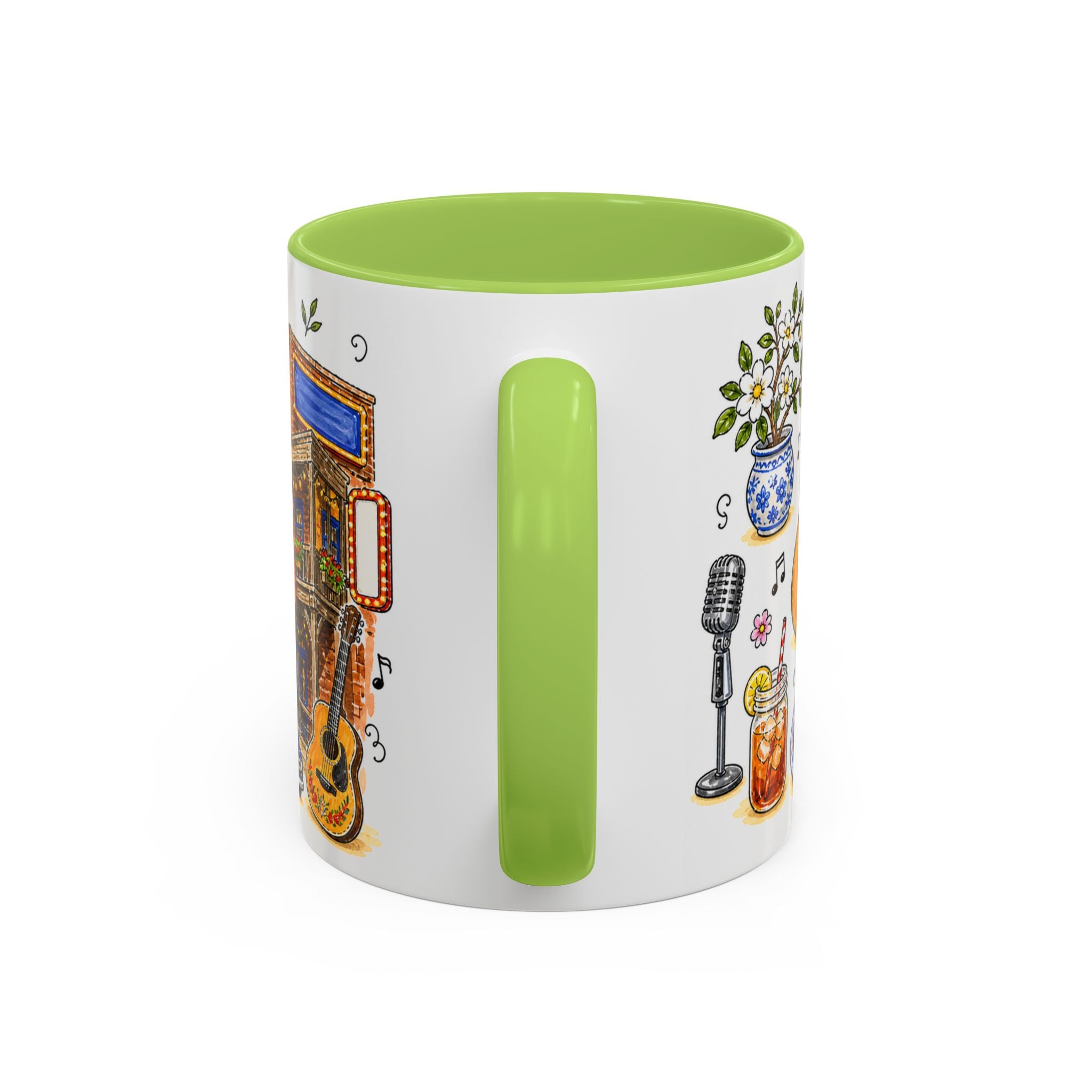 Nashville Illustrated Travel Mug | City Souvenir Accent Coffee Mug | 11oz 15oz Ceramic Cup