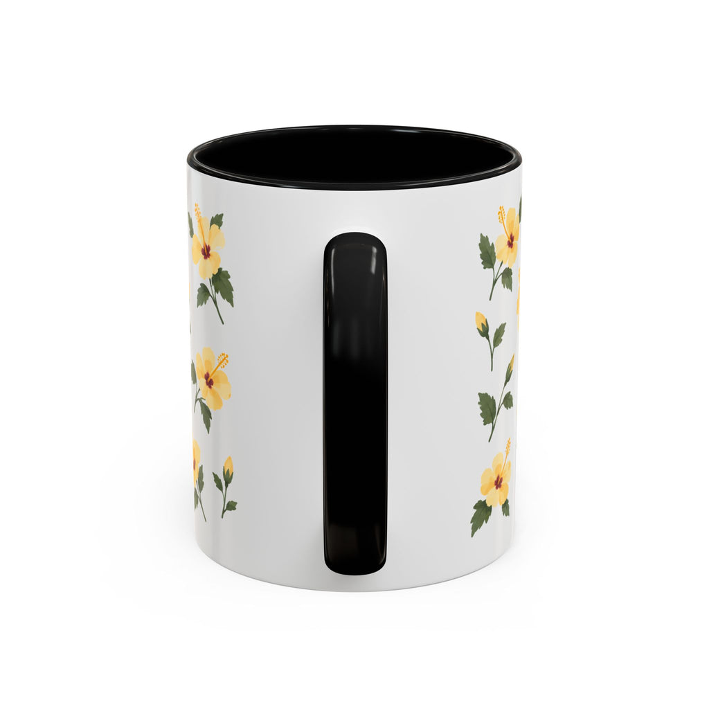 Hawaii Yellow hibiscus Mug, State Flower Floral Coffee Cup, 11oz Botanical Gift