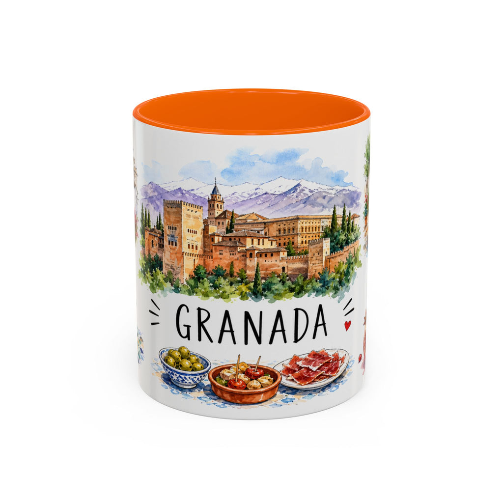 Granada Illustrated Travel Mug | City Souvenir Accent Coffee Mug | 11oz 15oz Ceramic Cup