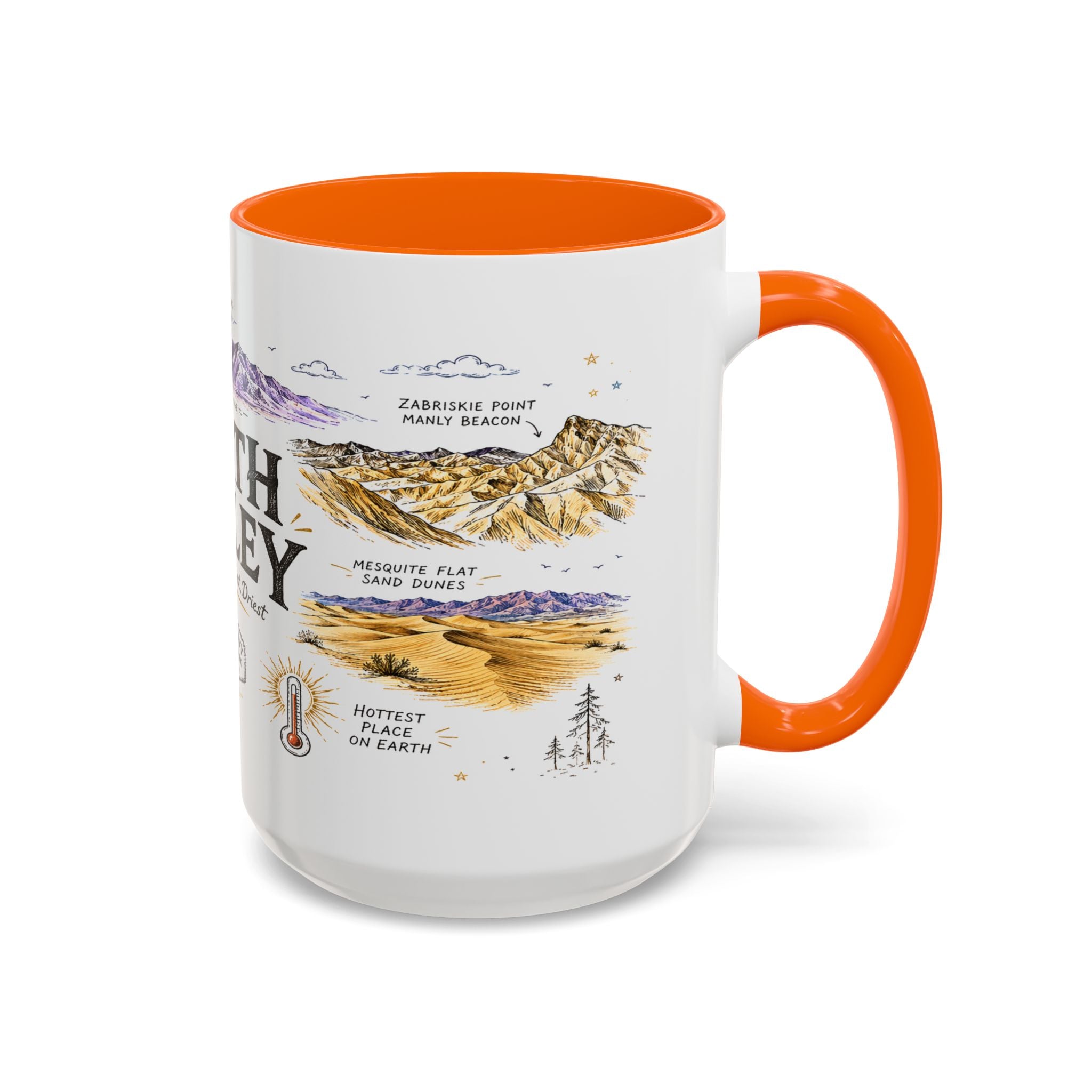 Death Valley National Park Coffee Mug | California Desert Hiking Camping Gift | Accent Color Ceramic 11oz 15oz