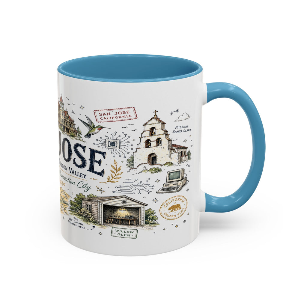 San Jose Coffee Mug | California Souvenir City Gift | Accent Color Ceramic 11oz 15oz