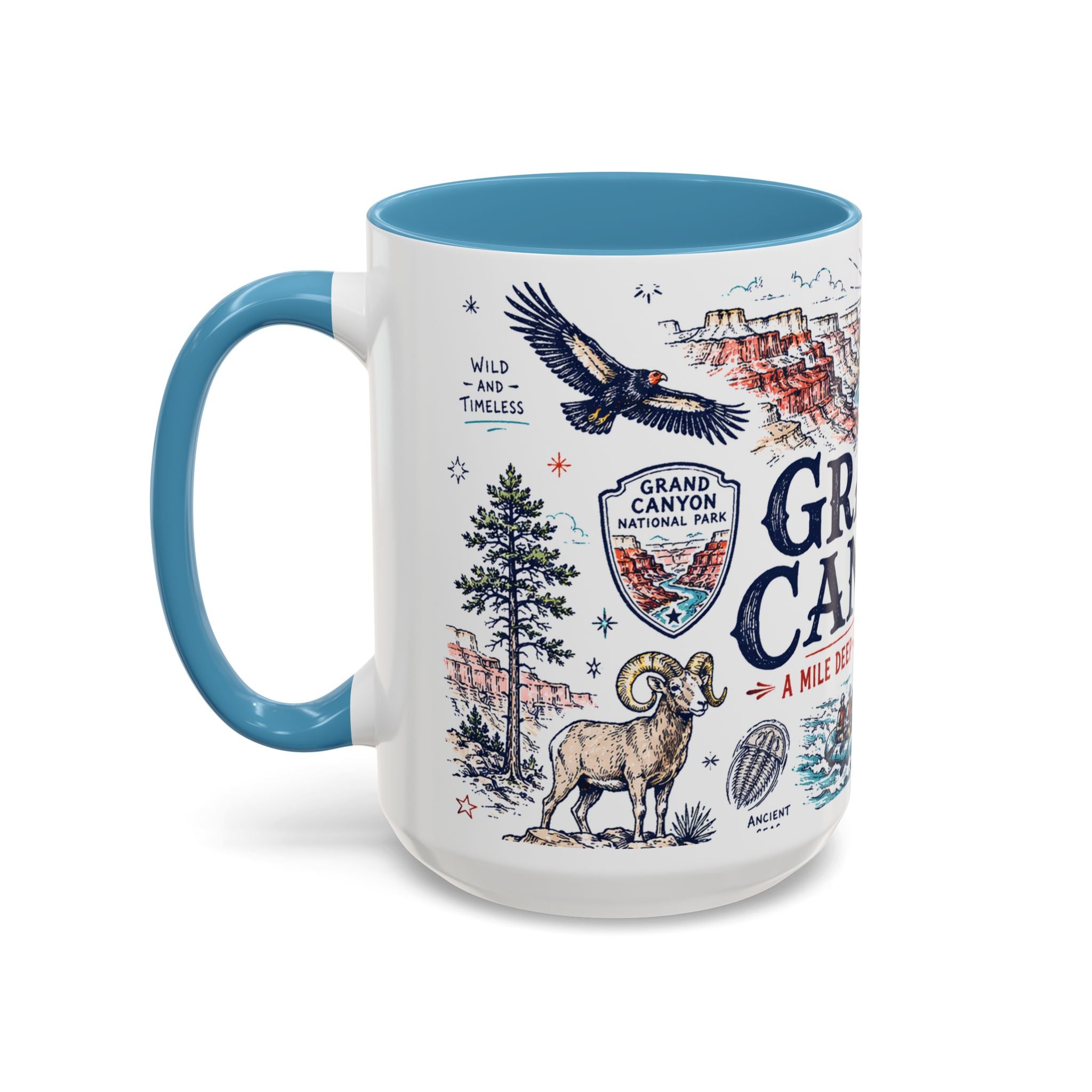 Grand Canyon National Park Coffee Mug | Hiking Camping Nature Gift | Accent Color Ceramic 11oz 15oz