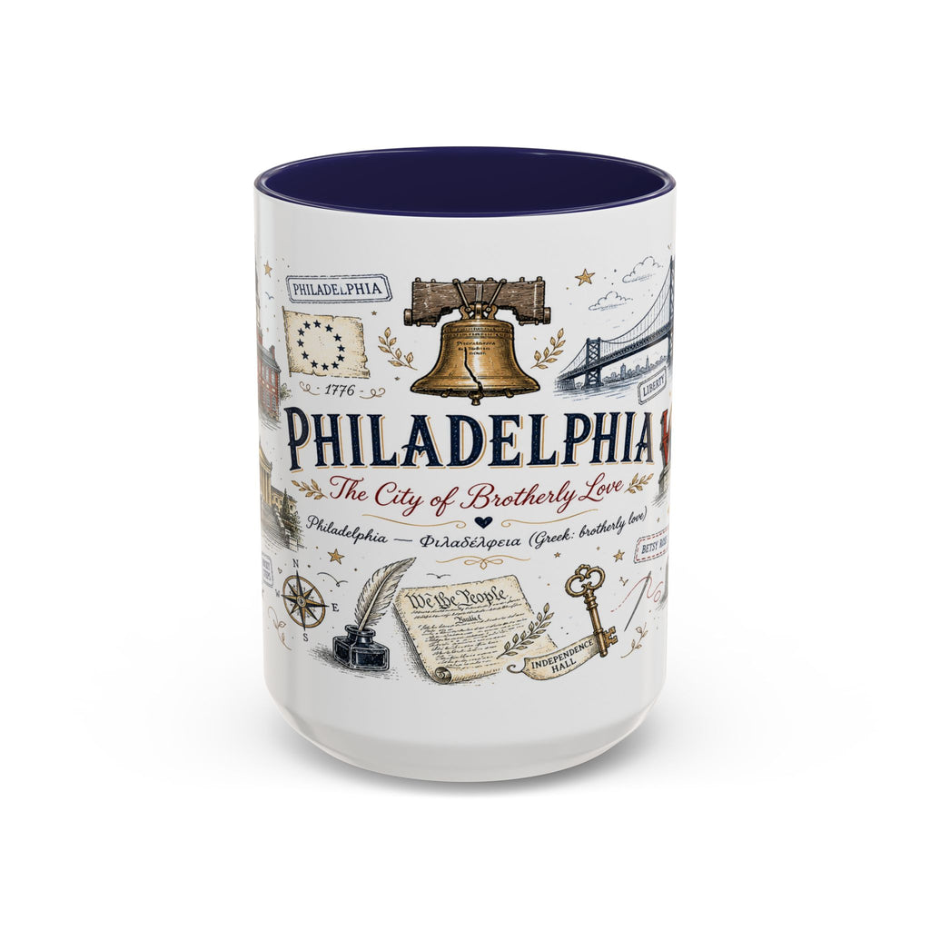 Philadelphia Coffee Mug | Pennsylvania Souvenir City Gift | Accent Color Ceramic 11oz 15oz