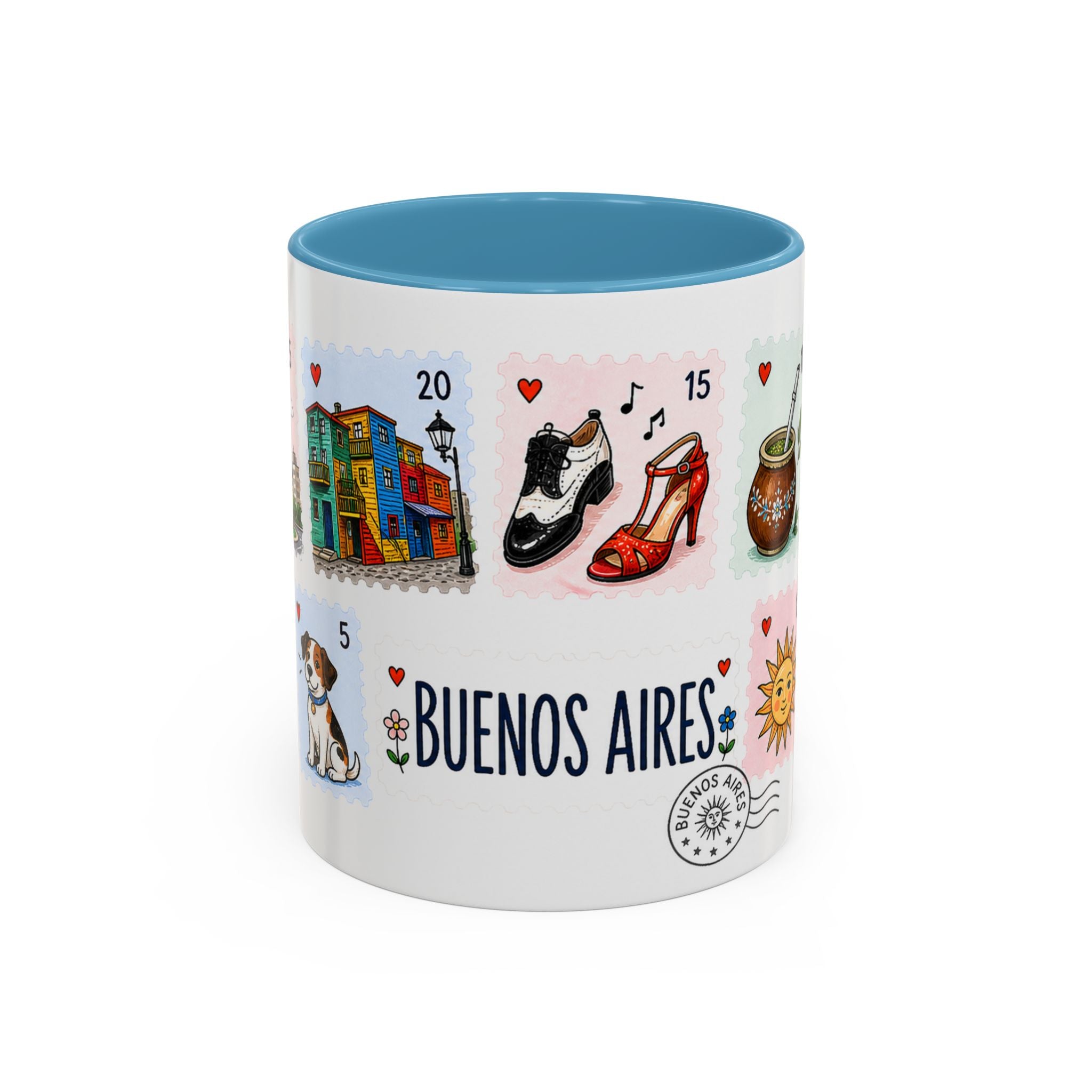 Buenos Aires Coffee Mug | Postage Stamp Collage Mug | Travel Souvenir Accent Cup 11oz 15oz