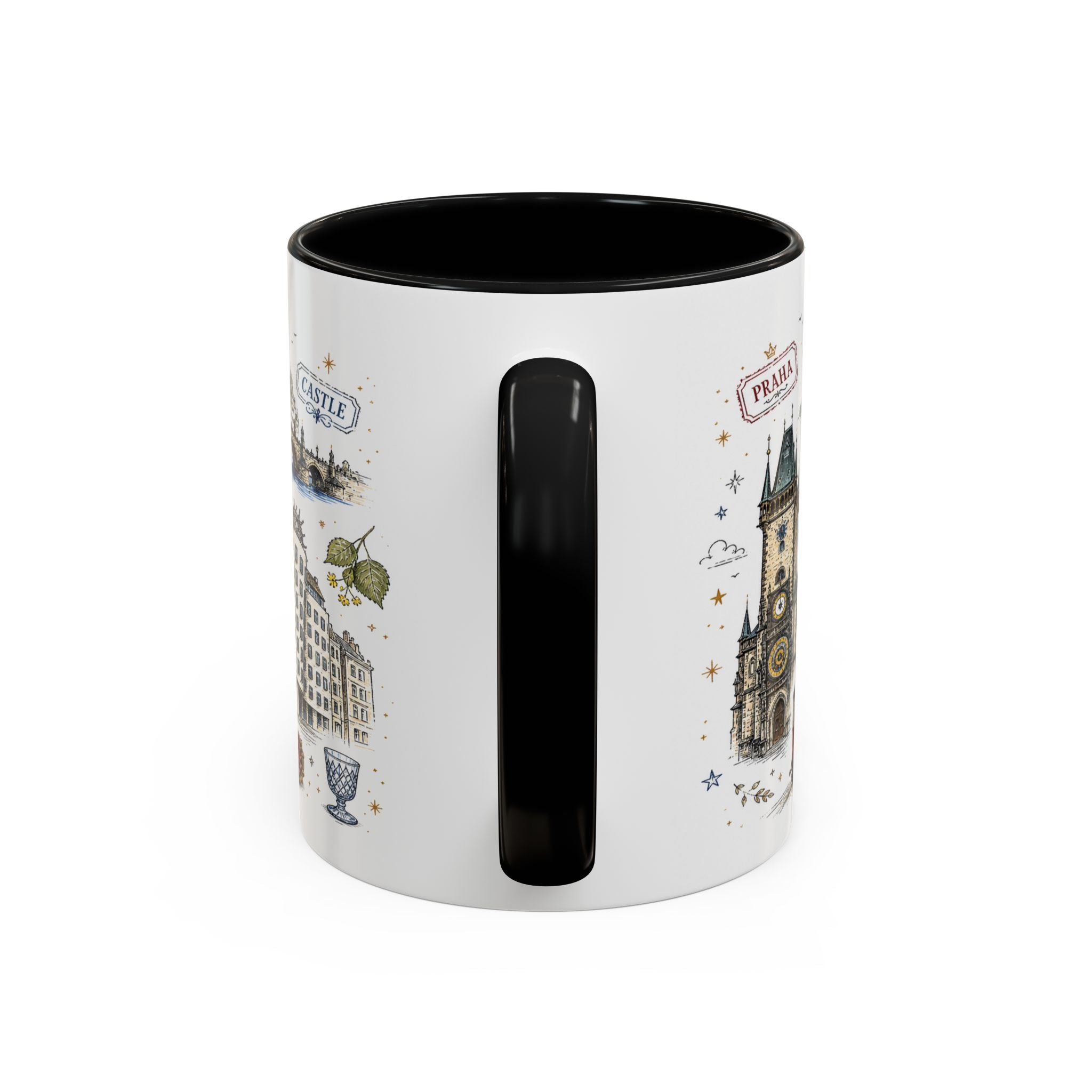 Prague Coffee Mug | Czech Republic Souvenir Travel Gift | Accent Color Ceramic 11oz 15oz