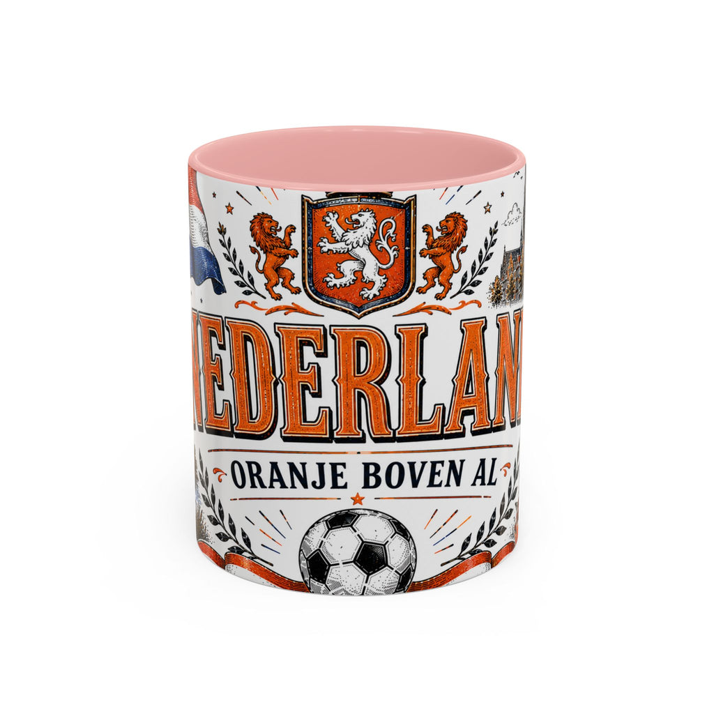 Netherlands Soccer Coffee Mug | World Cup Fan Gift | Accent Color Ceramic 11oz 15oz Match Day Cup