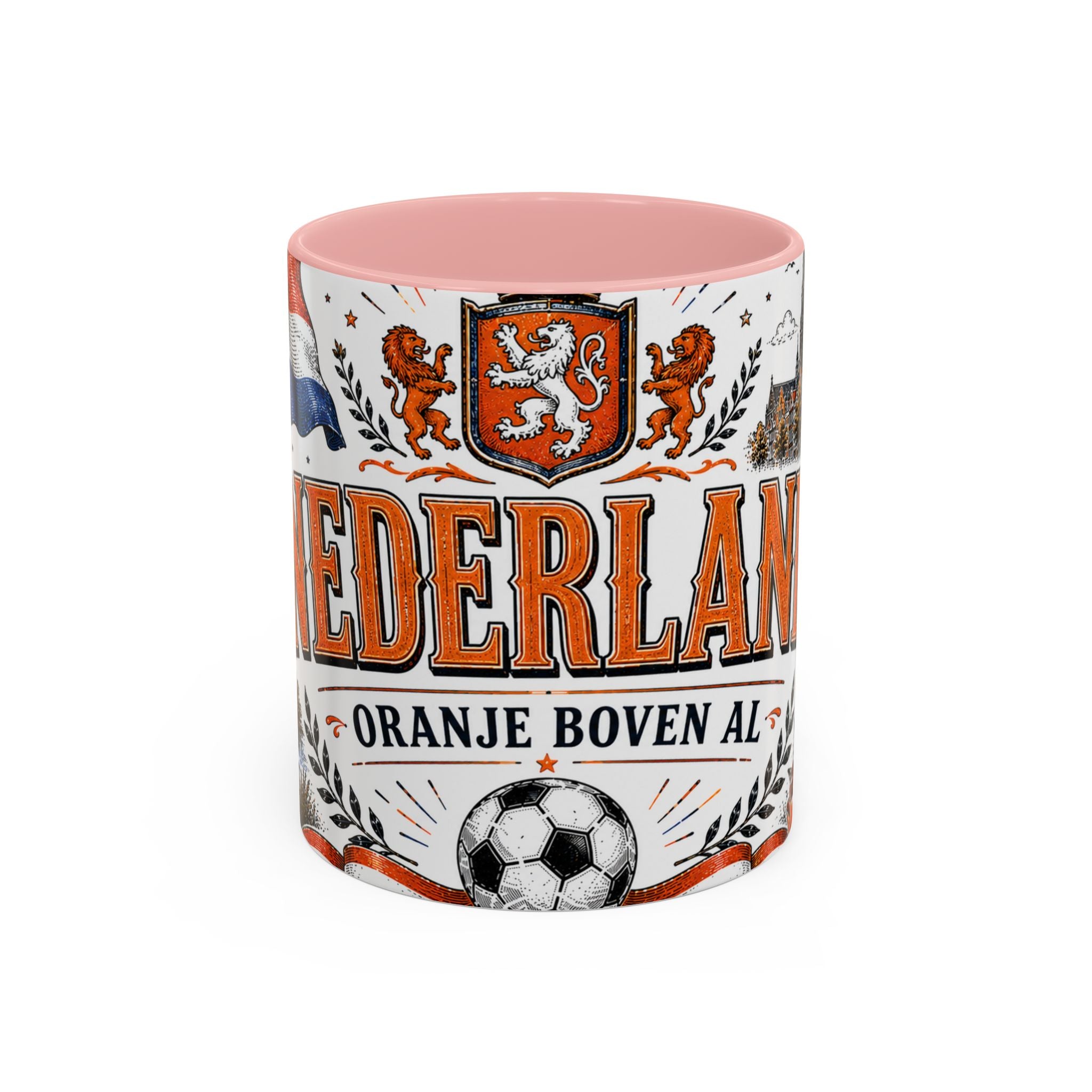 Netherlands Soccer Coffee Mug | World Cup Fan Gift | Accent Color Ceramic 11oz 15oz Match Day Cup
