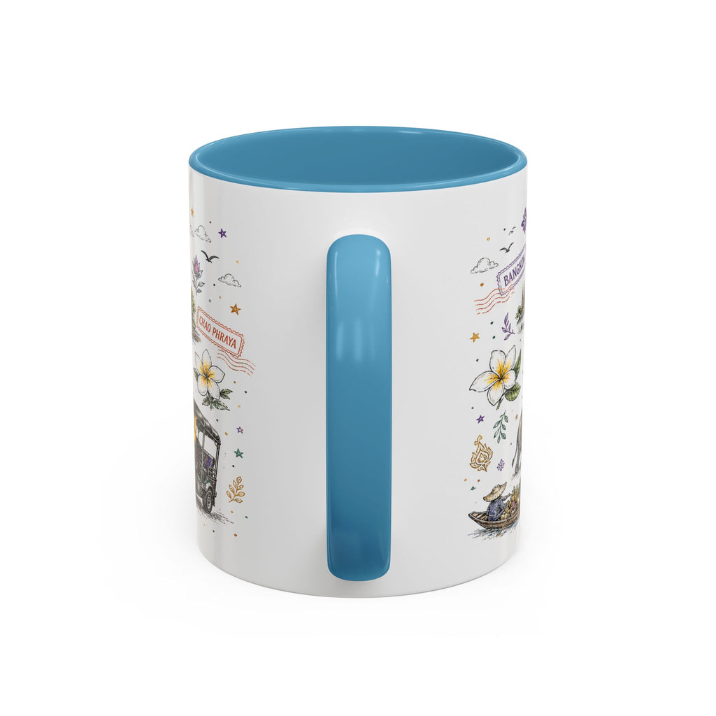 Bangkok Coffee Mug | Thailand Souvenir Travel Gift | Accent Color Ceramic 11oz 15oz