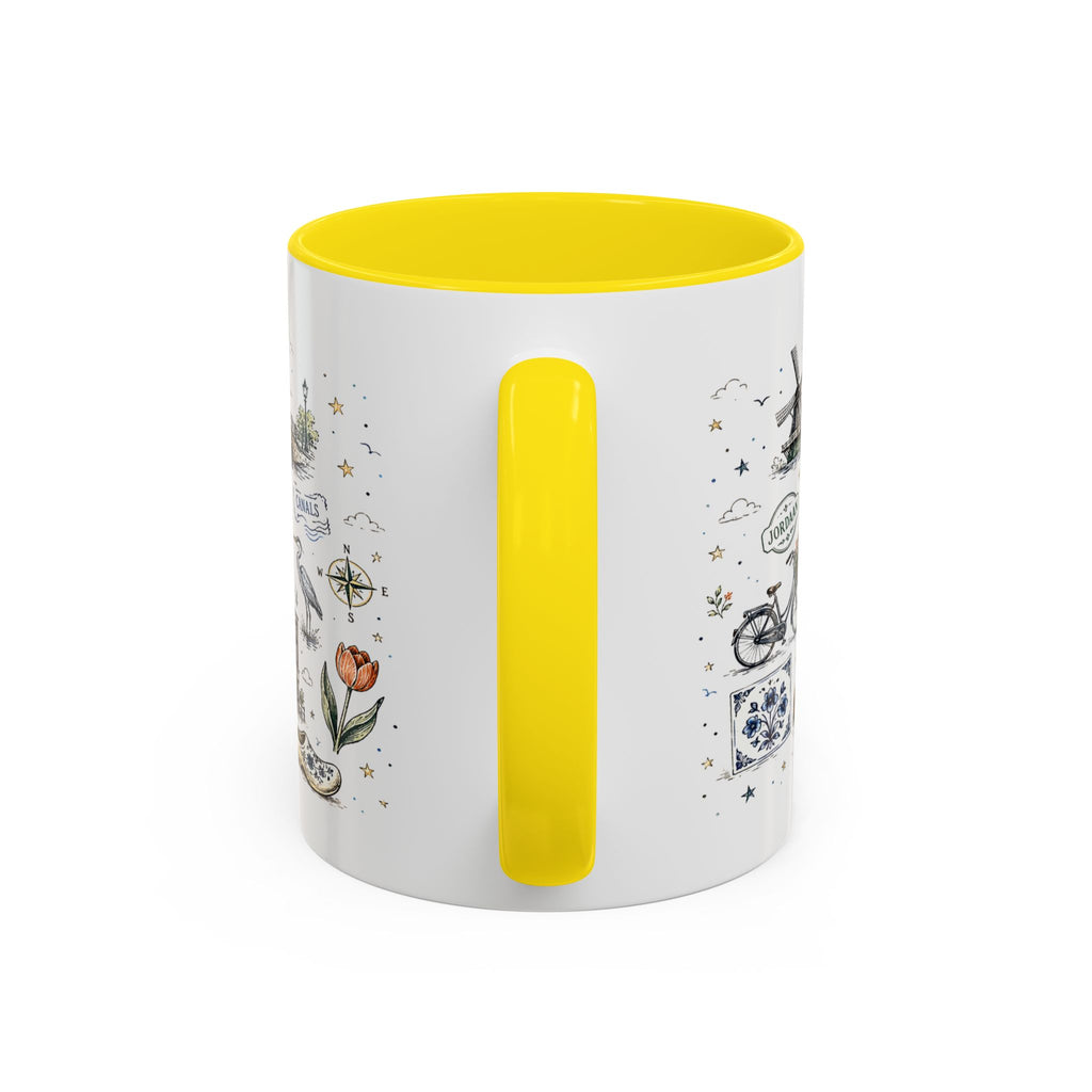 Amsterdam Coffee Mug | Netherlands Souvenir Travel Gift | Accent Color Ceramic 11oz 15oz