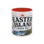 Easter Island Coffee Mug | Travel Destination Souvenir Gift | Accent Color Ceramic 11oz 15oz