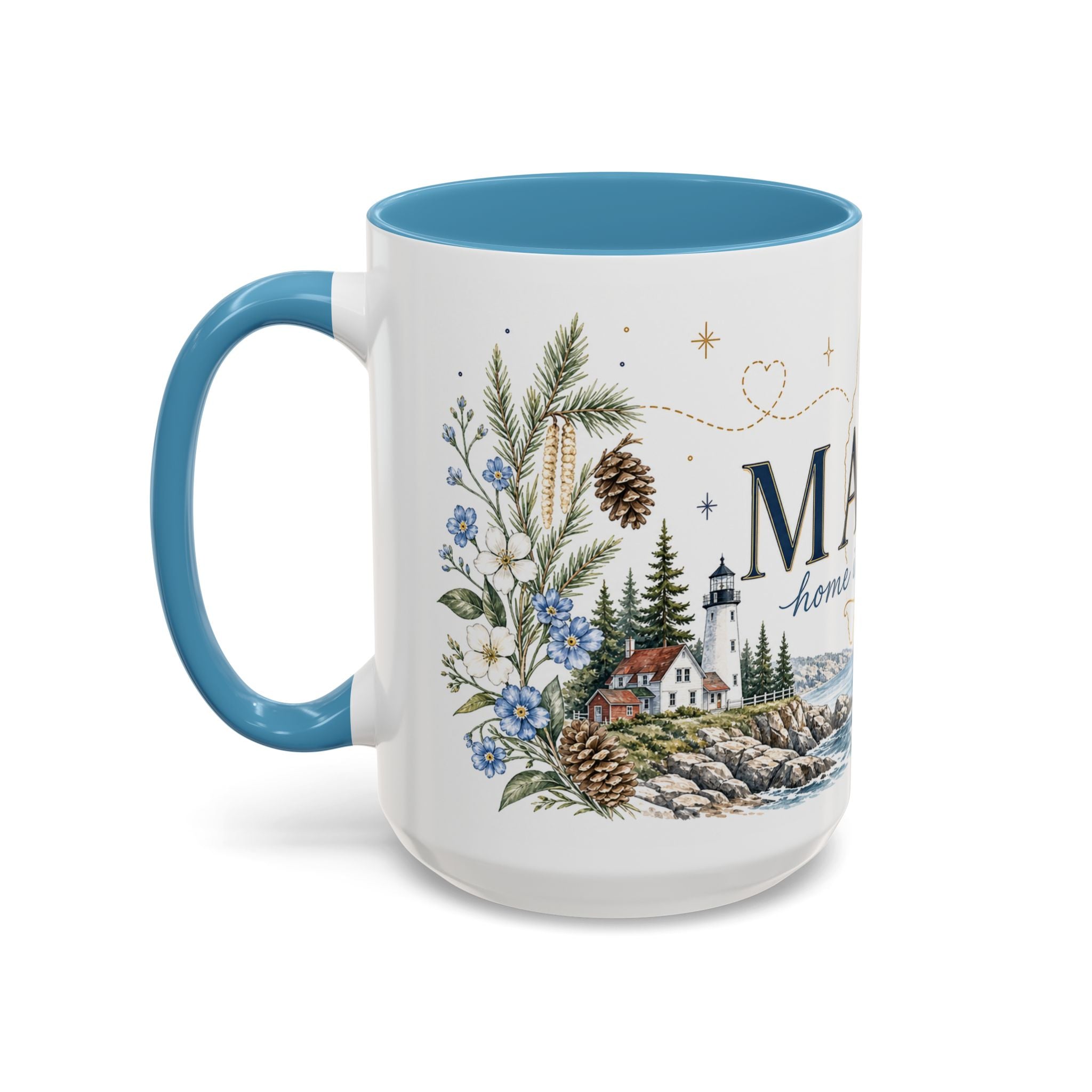 Maine State Mug | Moving Away, Long Distance Friendship Gift | 11oz 15oz Accent Mug