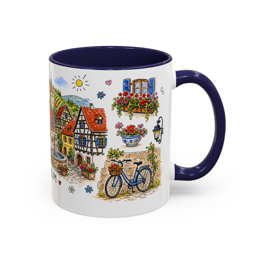 Eguisheim Illustrated Travel Mug | Alsace France Souvenir Accent Coffee Mug | 11oz 15oz Ceramic Cup