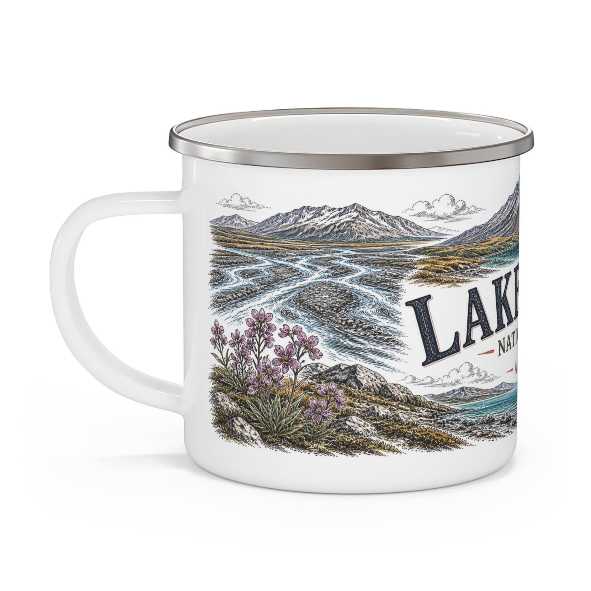 Lake Clark National Park Vintage Enamel Camping Mug | 12oz National Park Hiking Gift