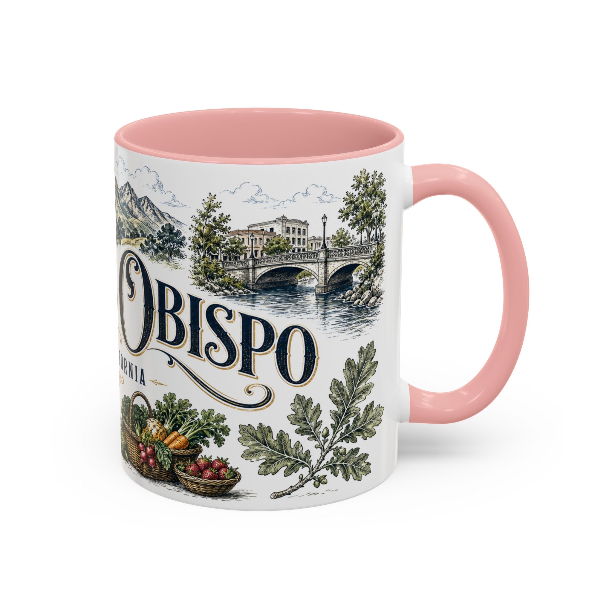 San Luis Obispo Coffee Mug | United States Travel Souvenir | Vintage Illustrated City Gift | 11 oz 15 oz Accent Mug