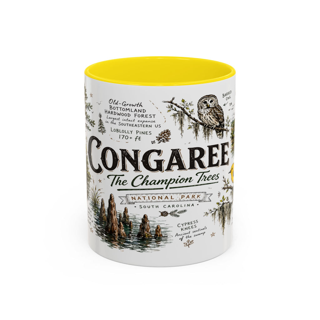 Congaree National Park Coffee Mug | South Carolina Forest Floodplain Gift | Accent Color Ceramic 11oz 15oz