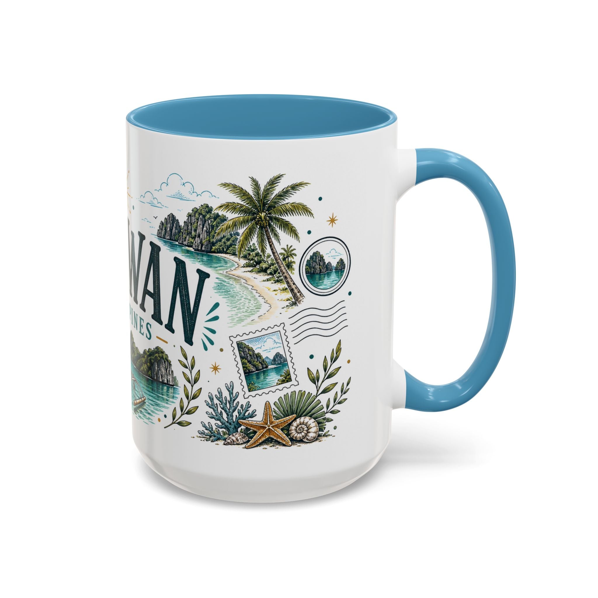 Palawan Coffee Mug | Travel Destination Souvenir Gift | Accent Color Ceramic 11oz 15oz