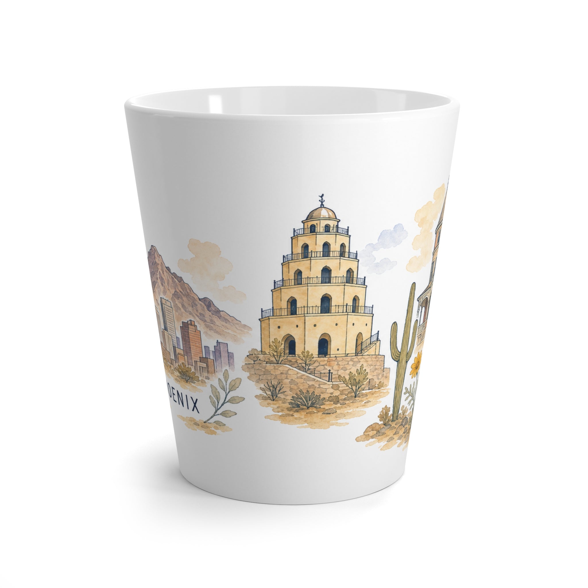 Phoenix Latte Mug | Watercolor City Travel Mug | 12 oz Ceramic Souvenir Gift
