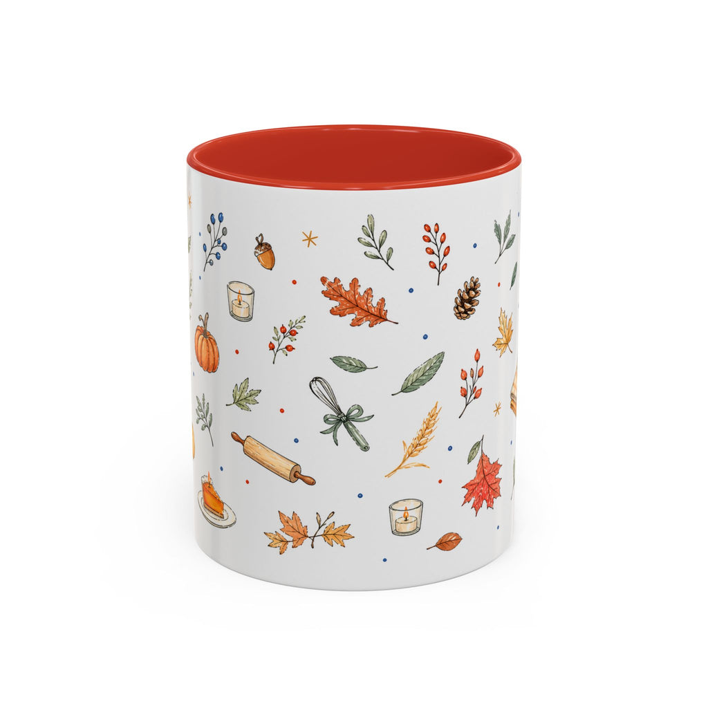Thanksgiving Baking Mug | Watercolor Autumn Gift | Pumpkin Pie Accent Coffee Cup 11oz 15oz
