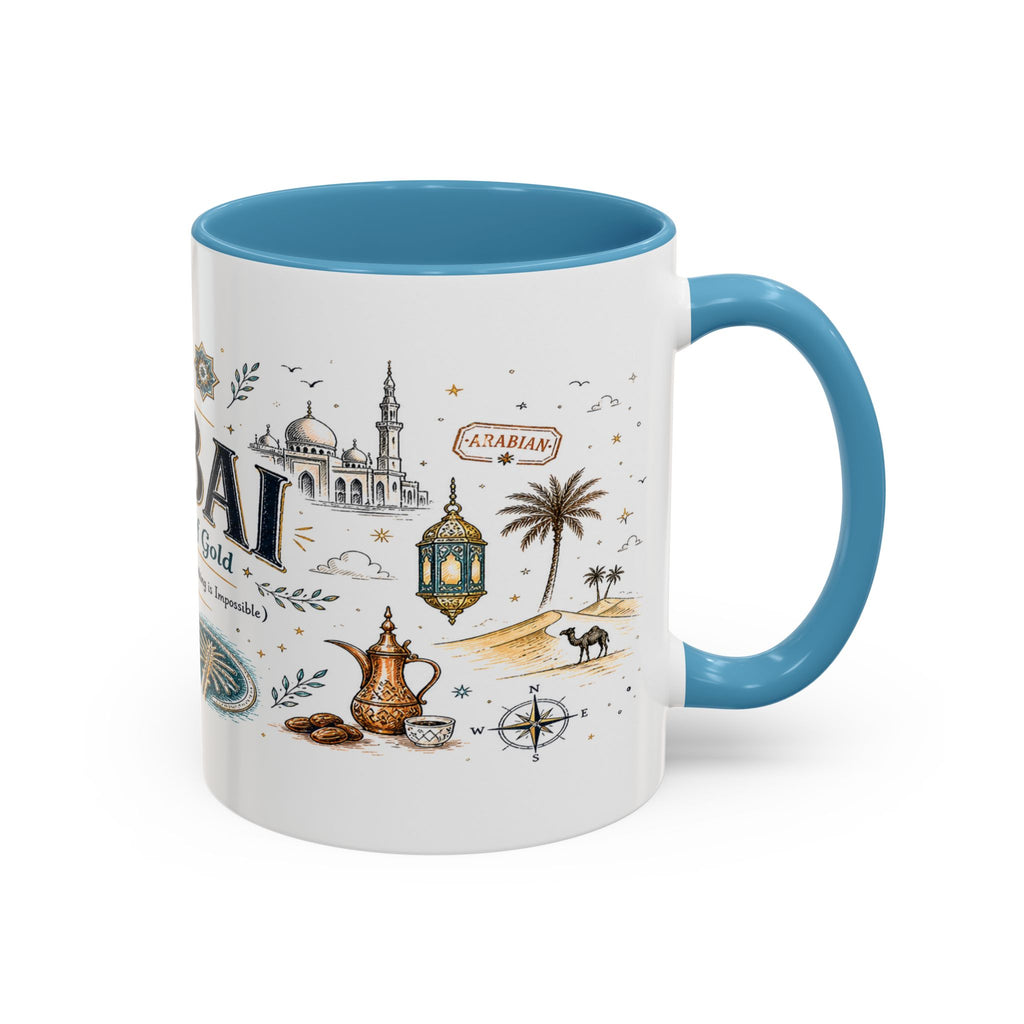 Dubai Coffee Mug | UAE Souvenir Travel Gift | Accent Color Ceramic 11oz 15oz