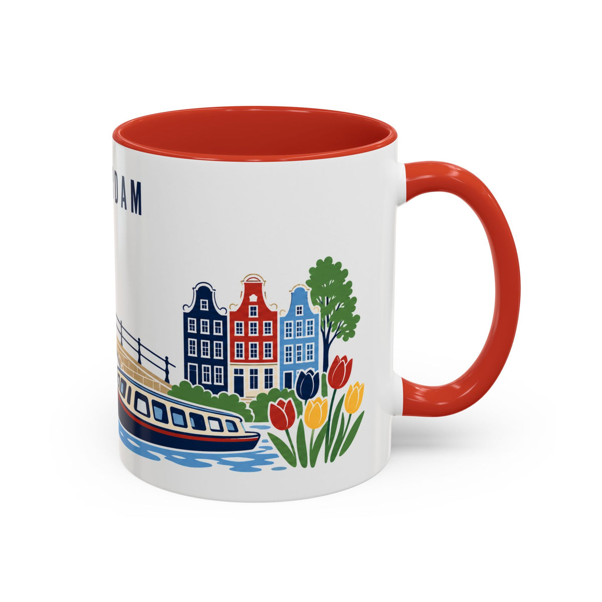 Amsterdam Coffee Mug | Netherlands Travel Souvenir | Porcelain Decal City Gift | 11oz 15oz Accent Mug