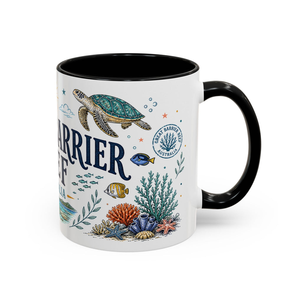 Great Barrier Reef Coffee Mug | Travel Destination Souvenir Gift | Accent Color Ceramic 11oz 15oz
