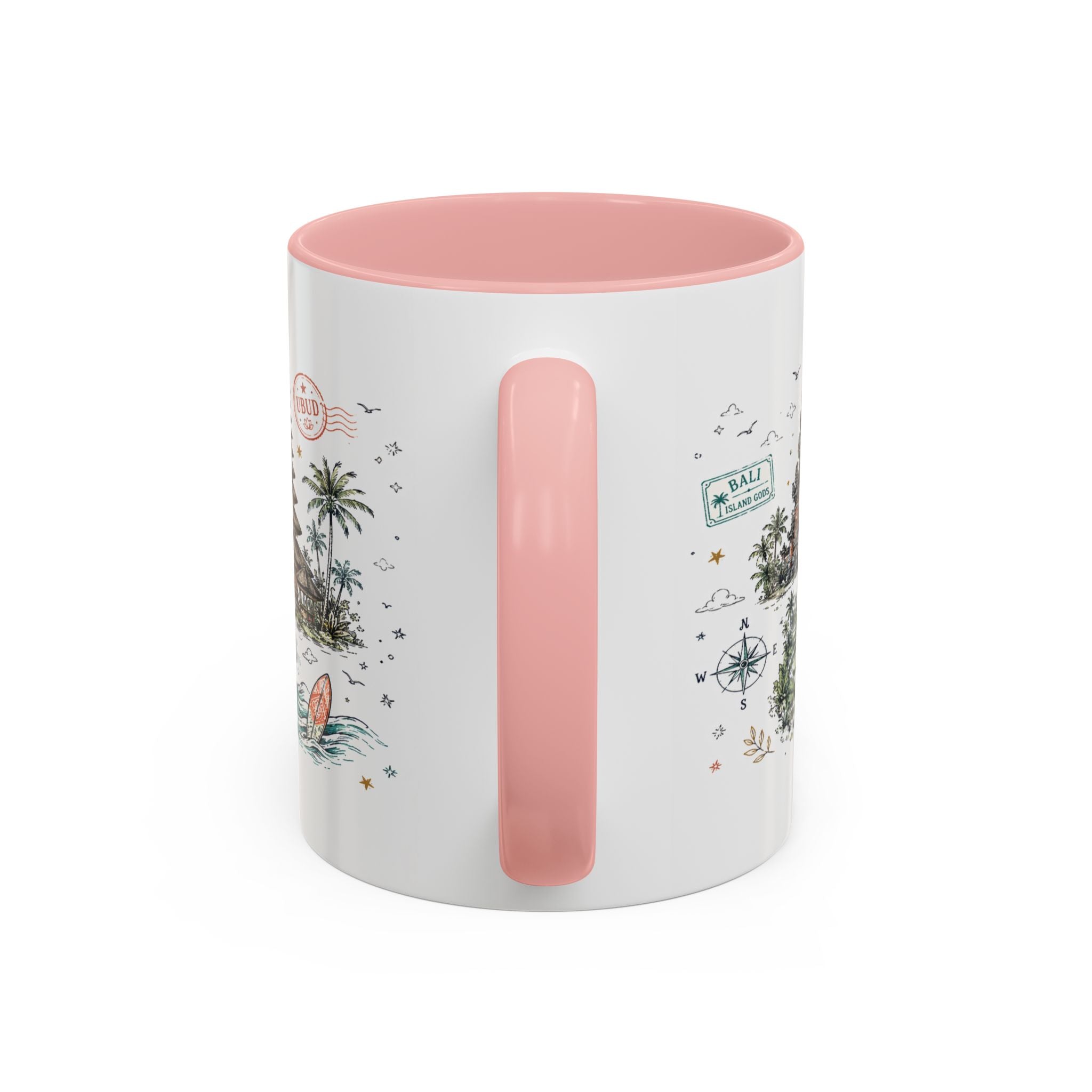 Bali Coffee Mug | Indonesia Souvenir Travel Gift | Accent Color Ceramic 11oz 15oz