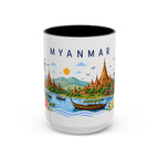 Myanmar Coffee Mug | Travel Souvenir Accent Mug | Place Gift Ceramic Cup 11oz 15oz