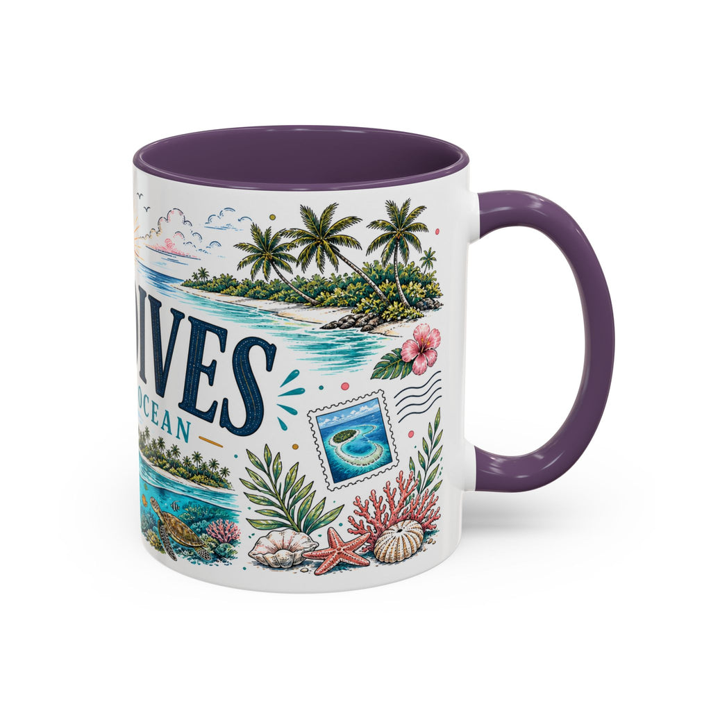 Maldives Coffee Mug | Travel Destination Souvenir Gift | Accent Color Ceramic 11oz 15oz