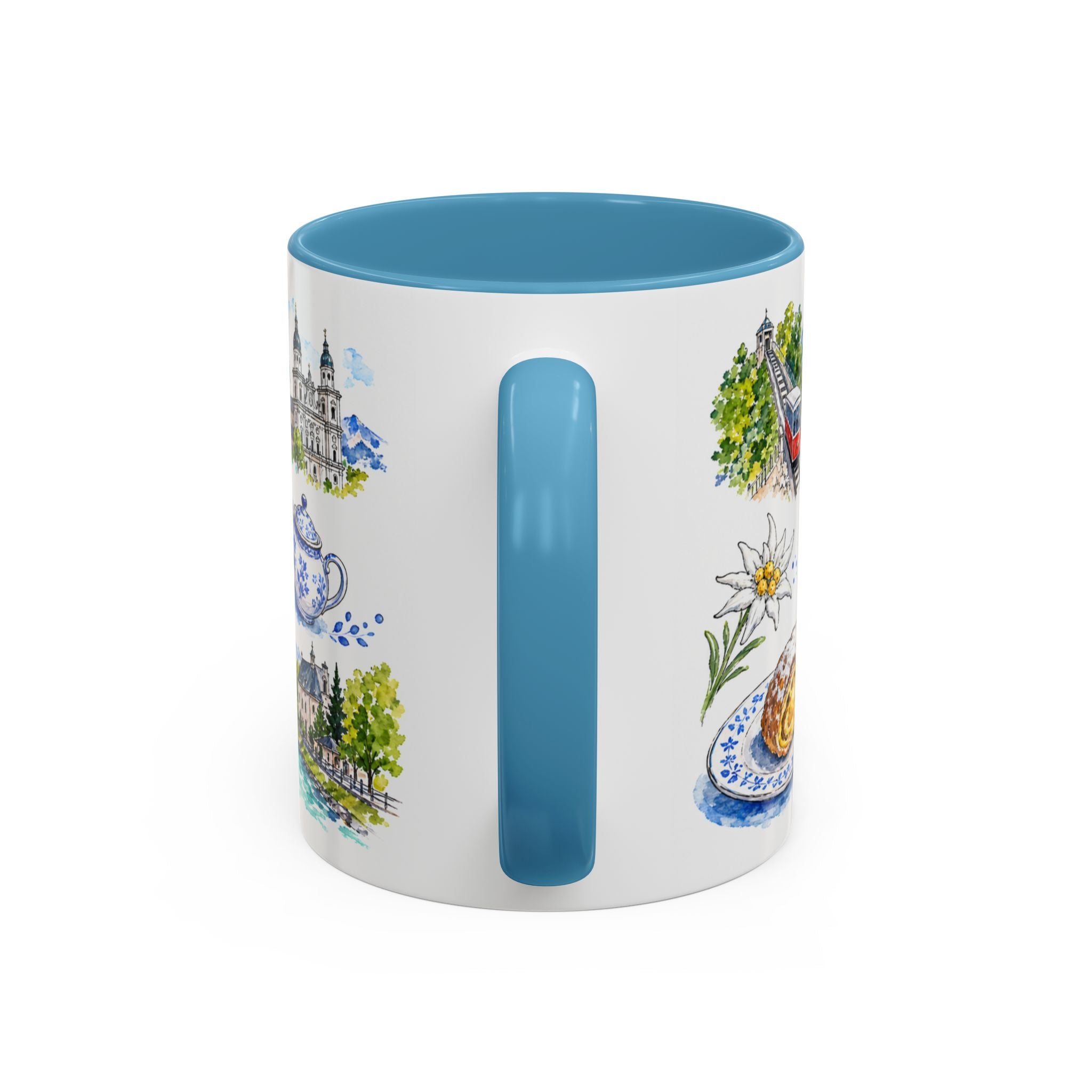 Salzburg Illustrated Travel Mug | City Souvenir Accent Coffee Mug | 11oz 15oz Ceramic Cup