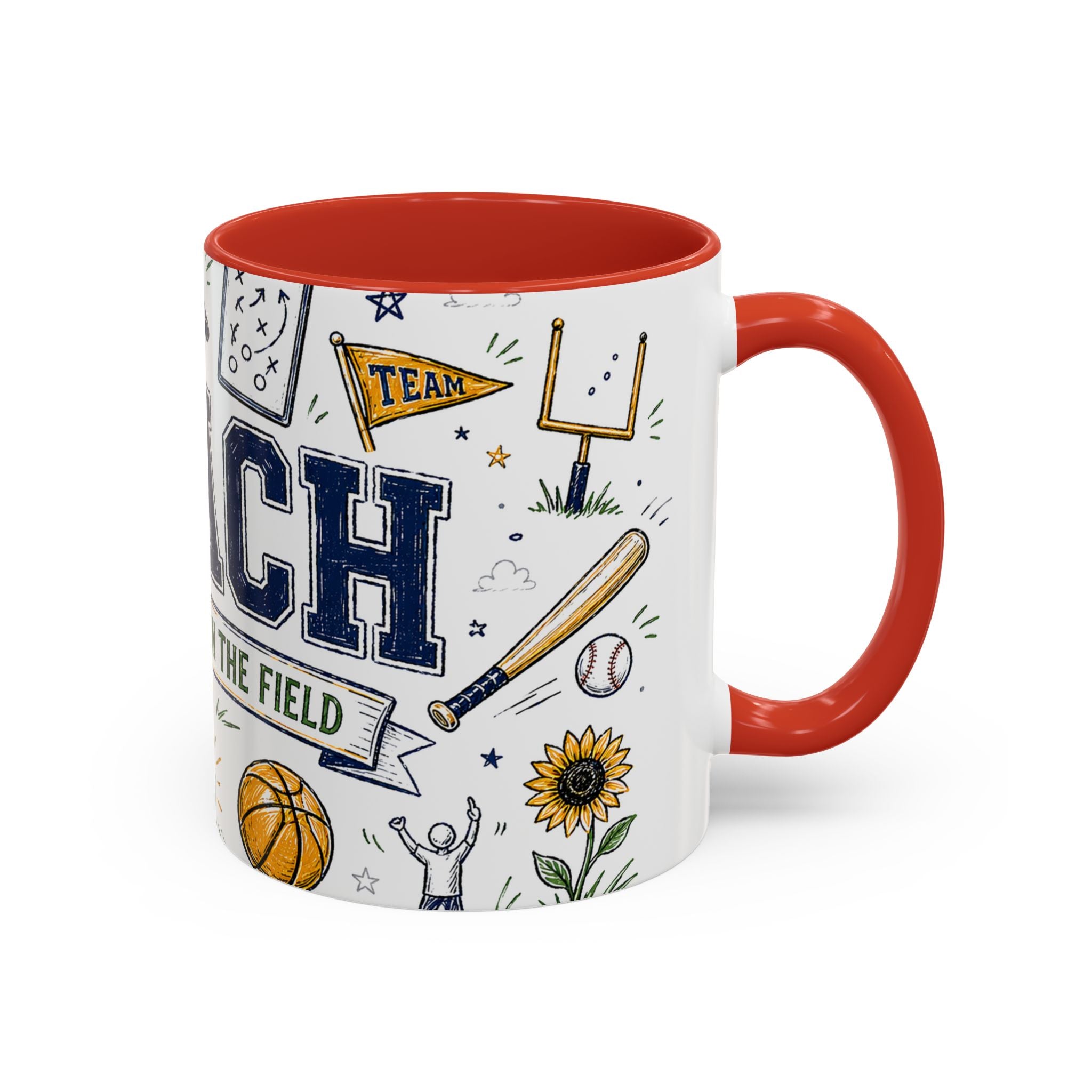 Coach Best Dad On The Field Coffee Mug | Father's Day Gift for Dad | Accent Color Ceramic 11oz 15oz