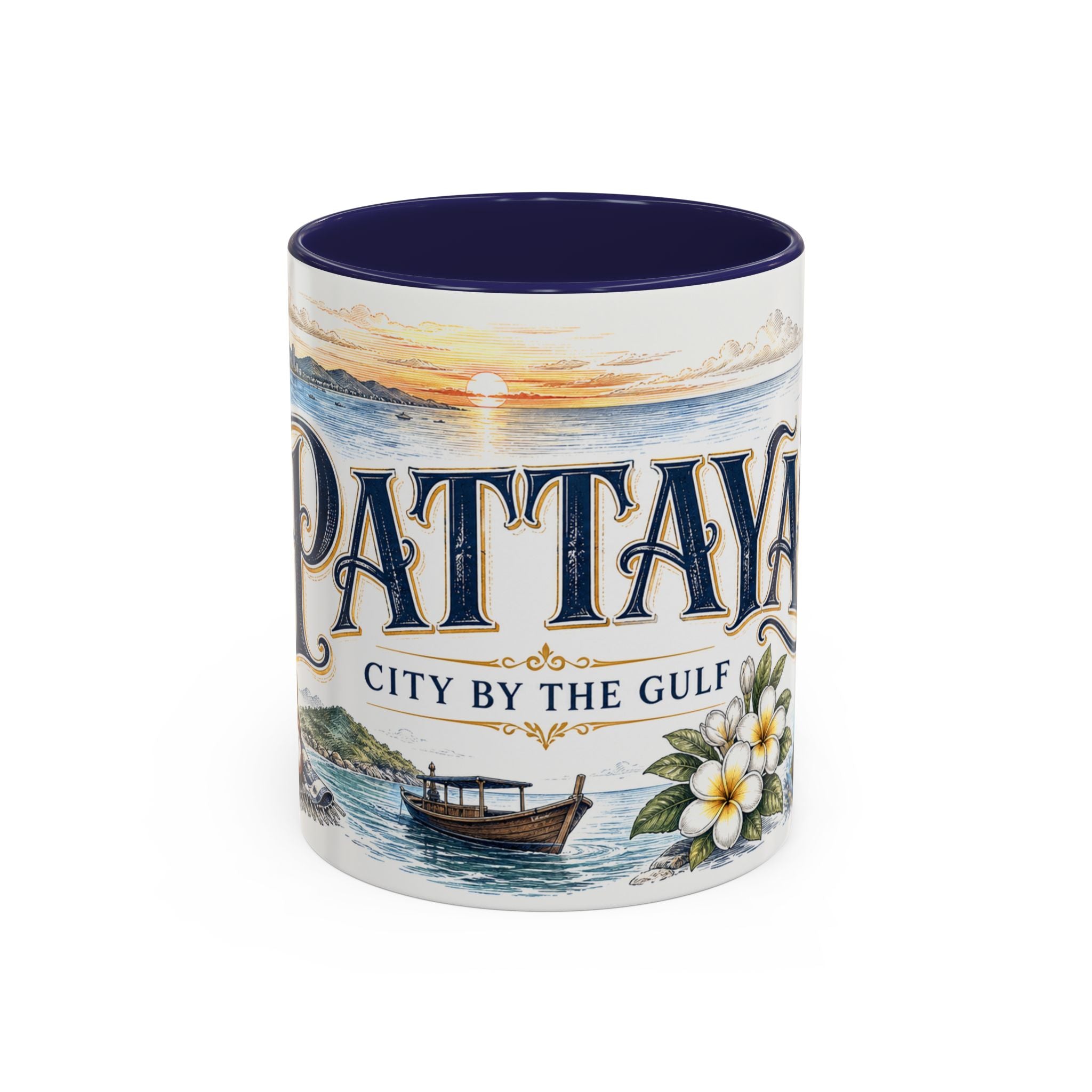 Pattaya Coffee Mug | Thailand Travel Souvenir | Vintage Illustrated City Gift | 11 oz 15 oz Accent Mug