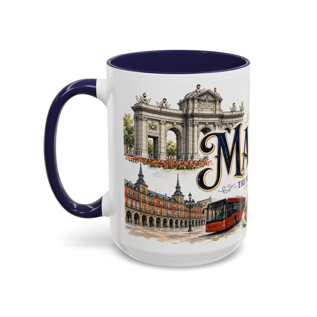 Madrid Coffee Mug | Spain Travel Souvenir | Vintage Illustrated City Gift | 11 oz 15 oz Accent Mug