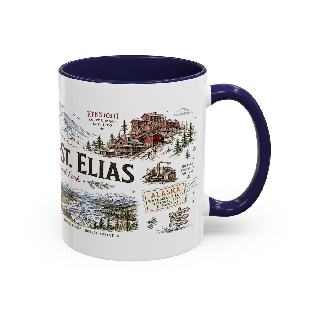 Wrangell-St. Elias National Park Coffee Mug | Alaska Wilderness Climbing Gift | Accent Color Ceramic 11oz 15oz