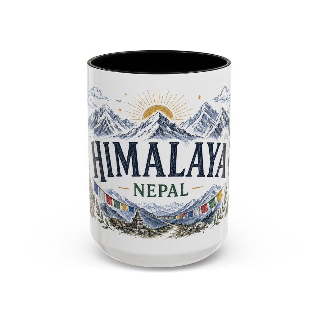 Himalaya Coffee Mug | Travel Destination Souvenir Gift | Accent Color Ceramic 11oz 15oz
