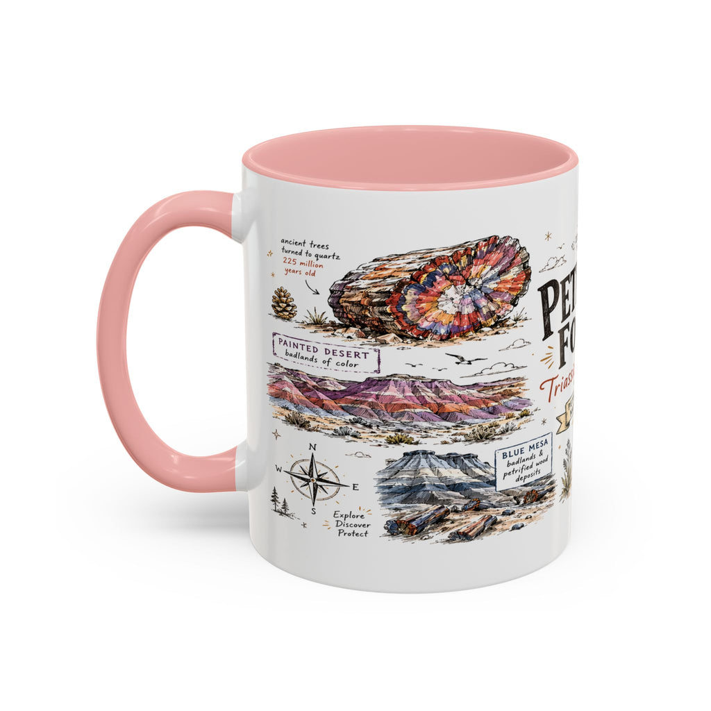 Petrified Forest National Park Coffee Mug | Arizona Painted Desert Fossil Gift | Accent Color Ceramic 11oz 15oz