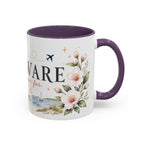 Delaware State Map Mug | Botanical Beach Accent Coffee Cup (11oz/15oz)