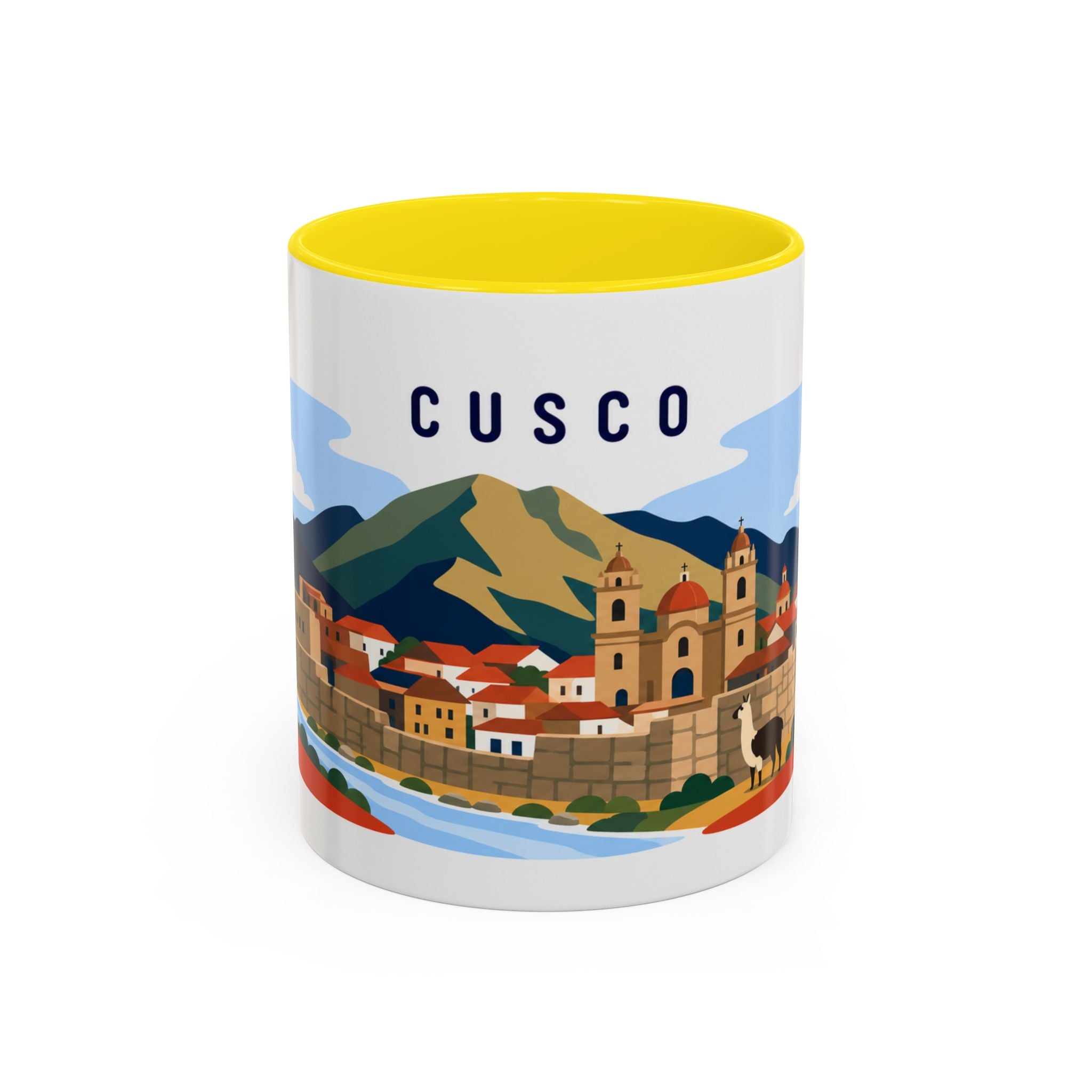 Cusco Coffee Mug | Travel Destination Souvenir Gift | Accent Color Ceramic 11oz 15oz