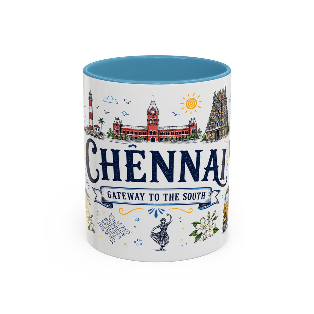 Chennai Coffee Mug | India Souvenir Travel Gift | Accent Color Ceramic 11oz 15oz