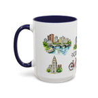 Columbus Illustrated Travel Mug | City Souvenir Accent Coffee Mug | 11oz 15oz Ceramic Cup