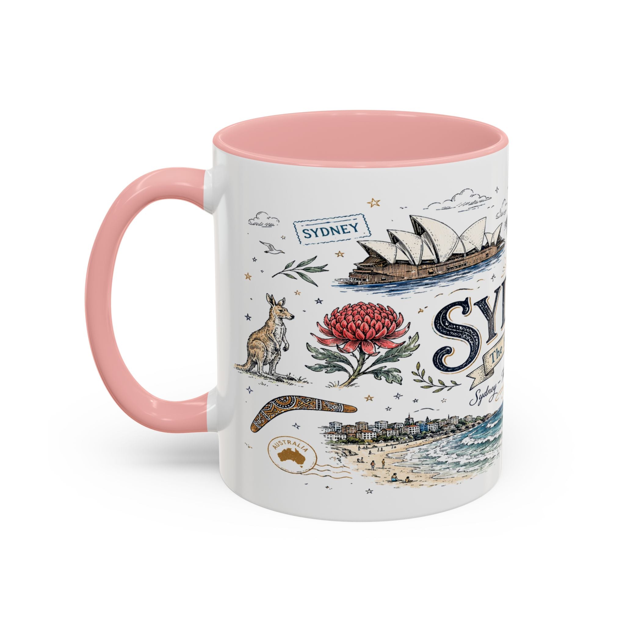 Sydney Coffee Mug | Australia Souvenir Travel Gift | Accent Color Ceramic 11oz 15oz