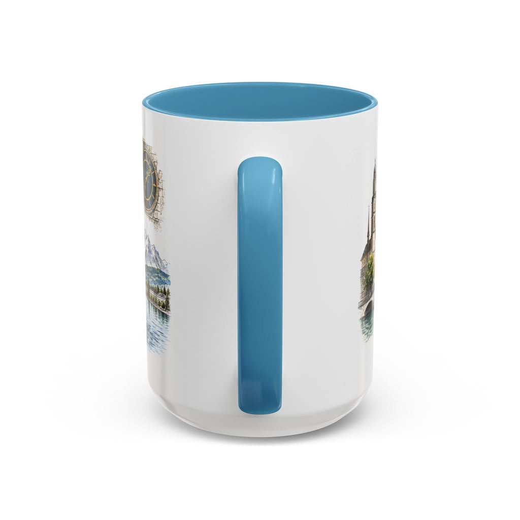 Zurich Coffee Mug | Switzerland Travel Souvenir | Vintage Illustrated City Gift | 11 oz 15 oz Accent Mug