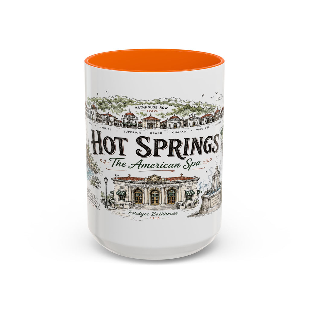 Hot Springs National Park Coffee Mug | Arkansas Thermal Spring Spa Gift | Accent Color Ceramic 11oz 15oz