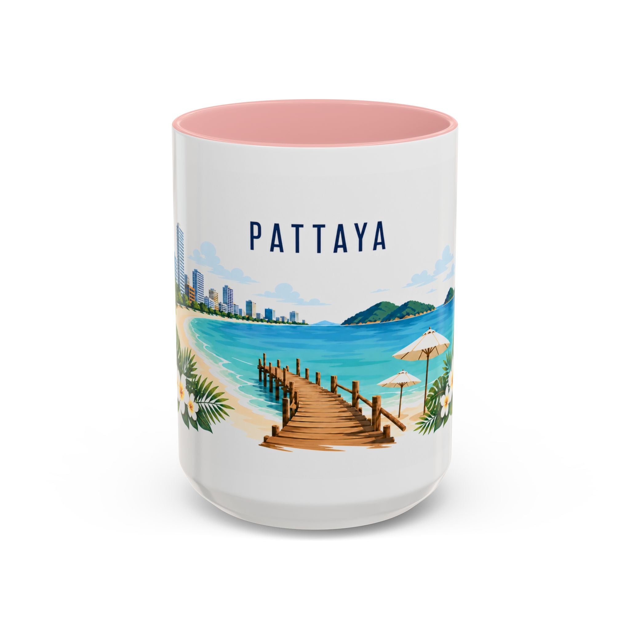 Pattaya Coffee Mug | Thailand Travel Souvenir | Porcelain Decal City Gift | 11oz 15oz Accent Mug