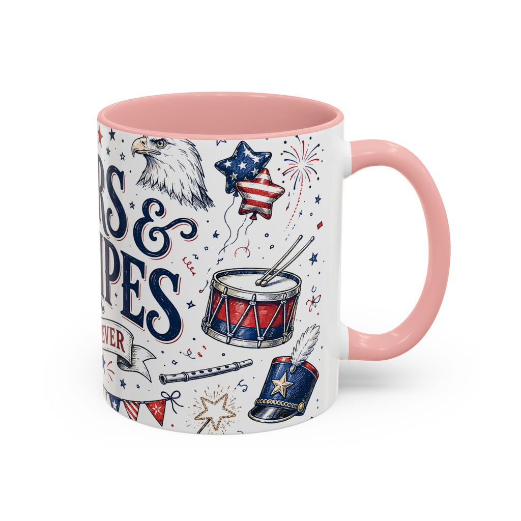 Stars and Stripes Forever Coffee Mug | Patriotic 4th of July Gift | Accent Color Ceramic 11oz 15oz