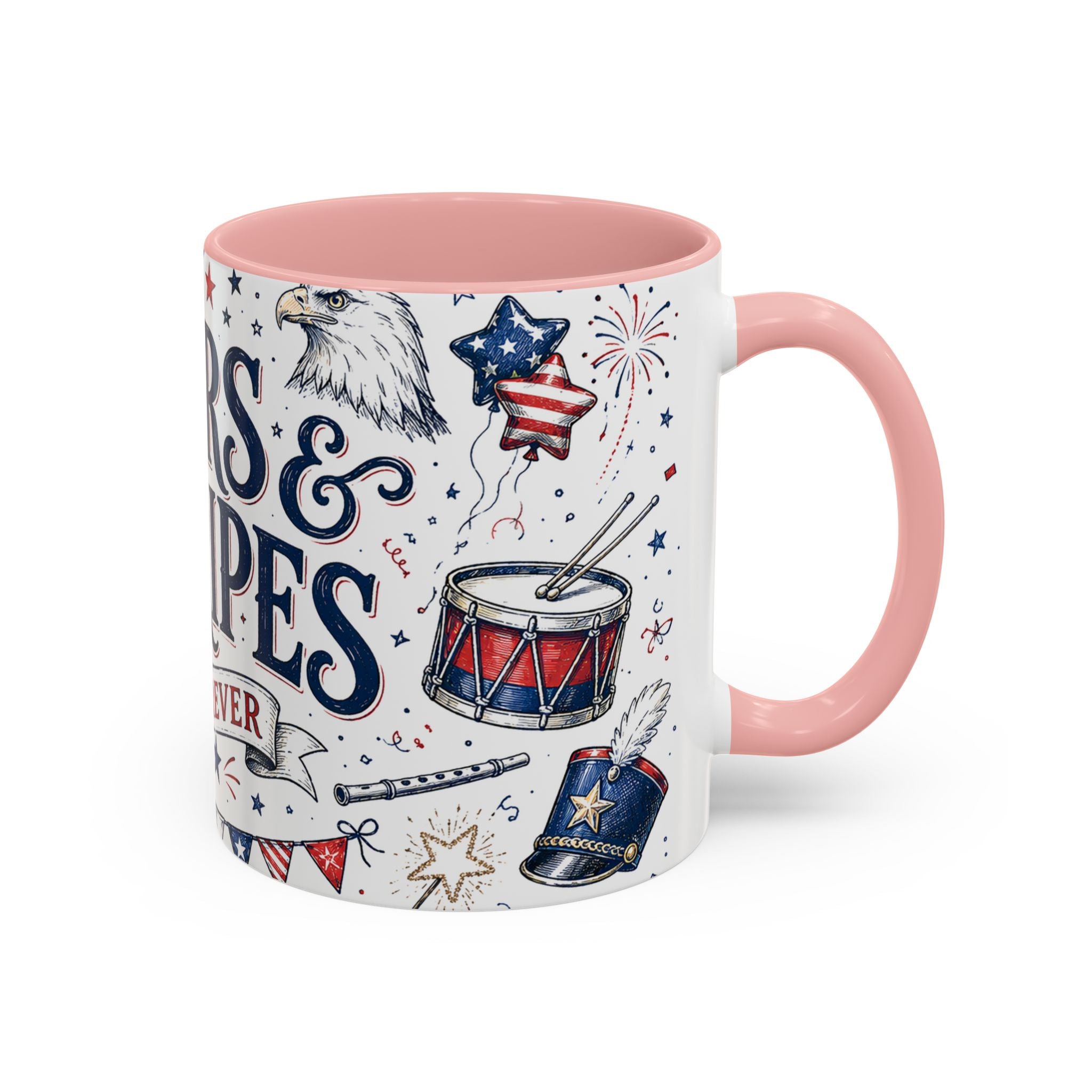 Stars and Stripes Forever Coffee Mug | Patriotic 4th of July Gift | Accent Color Ceramic 11oz 15oz