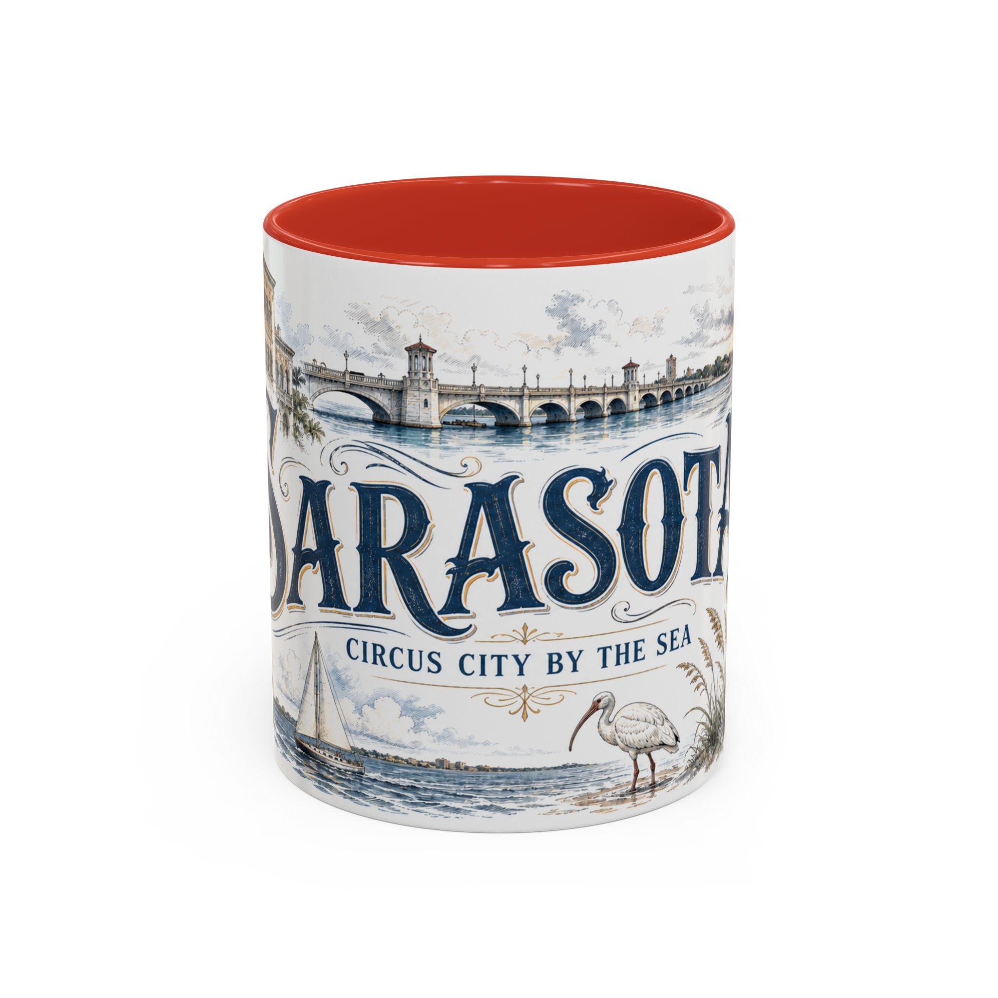 Sarasota Coffee Mug | United States Travel Souvenir | Vintage Illustrated City Gift | 11 oz 15 oz Accent Mug